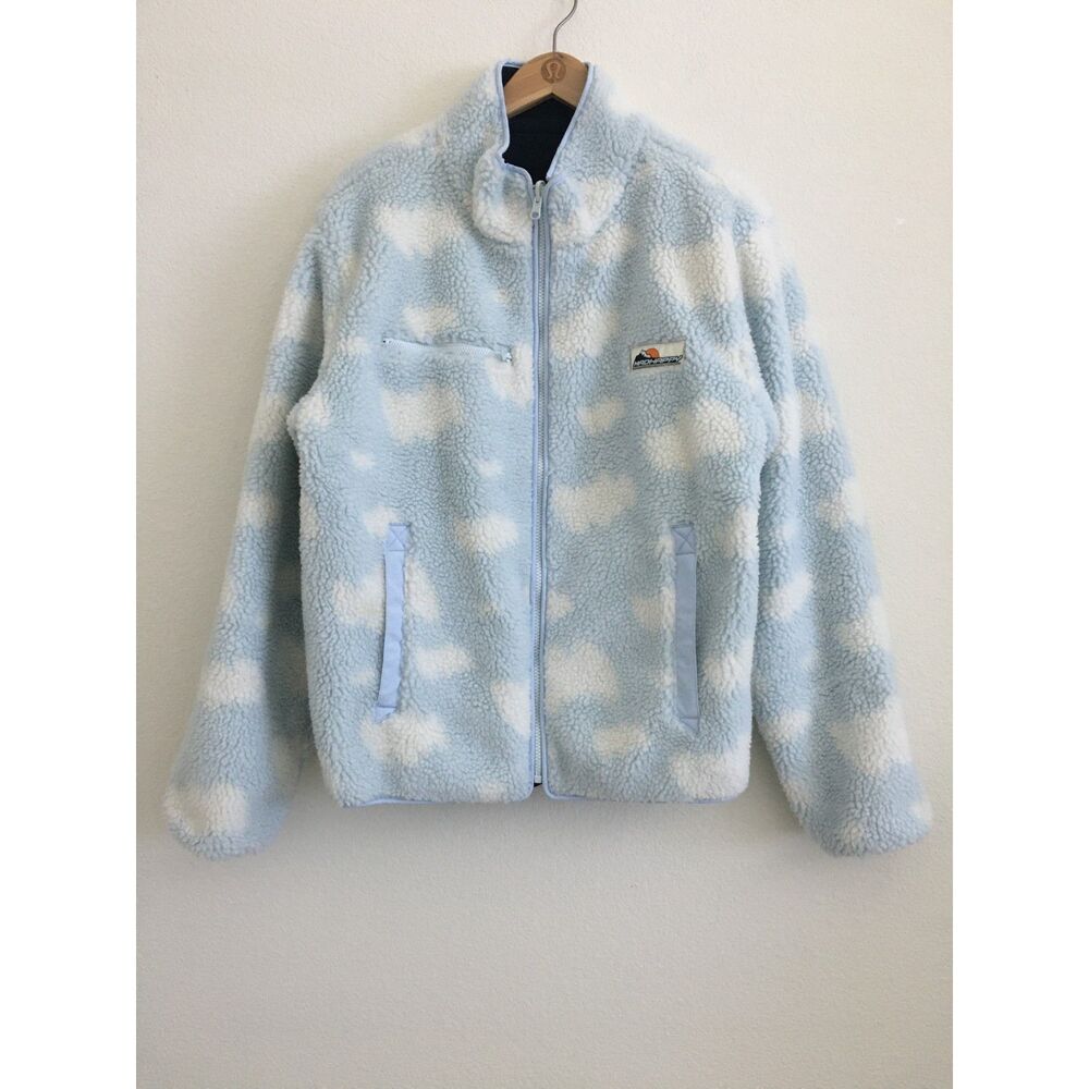 Madhappy Outdoors Reversible Cloud Sherpa Fleece Jacket Blue Navy Womens Small
